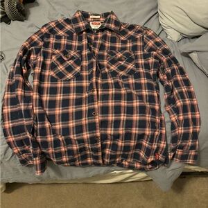 Wrangler Western Flannel Shirt Mens Medium Plaid Flex for Comfort Workwear NWOT